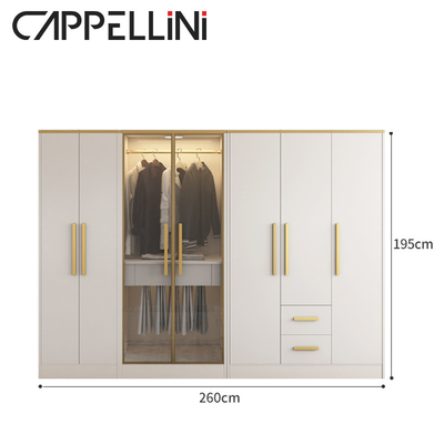 Guardarropa del almacenamiento de los muebles de los conjuntos de dormitorio de Multispace con la puerta con bisagras espejo