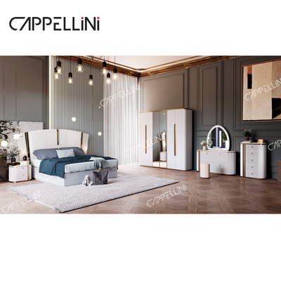 Villa moderna de madera blanca de tamaño King Bedroom Set Casa Doble Queen Luxury Madera Muebles de dormitorio completo