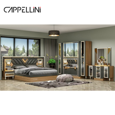 Cuadro de madera estadounidense de doble cuero King Size cama casa master suite de madera barata conjunto completo de muebles de dormitorio moderno
