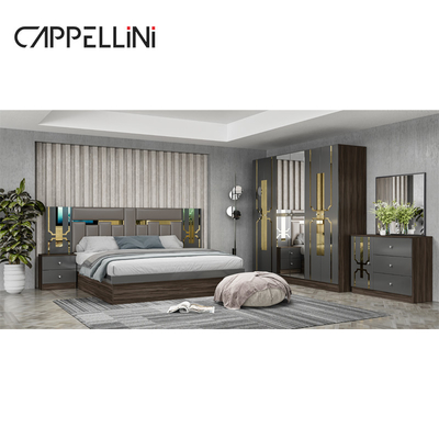 Foshan precio mayorista King Size Dormitorio de cuero de madera hogar moderno lujo barato conjunto completo de muebles de dormitorio Mdf