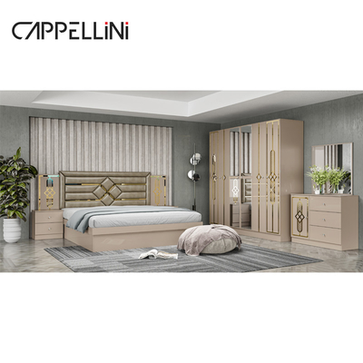 Precio Barato Tamaño Reina Cabecera de madera Modernos de cuero Bed Rom Suite de lujo King Size Mdf Set de muebles de dormitorio completo