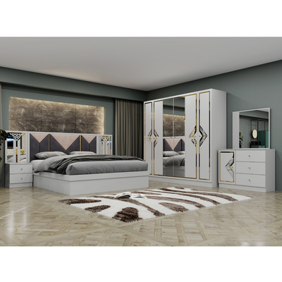 Cuadro de madera de alta calidad, cama doble de tamaño real, habitación de lujo, conjunto de muebles turcos de madera
