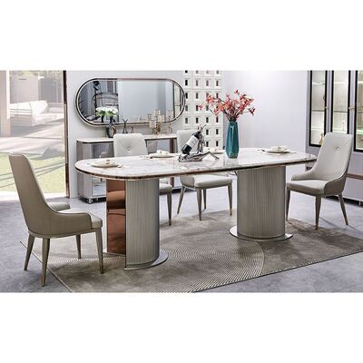 Completo conjunto de comedor de madera de lujo de 6 asientos Muebles para el hogar de lujo de madera moderna de gran tamaño Mesa de comedor de mármol conjunto de 4 sillas