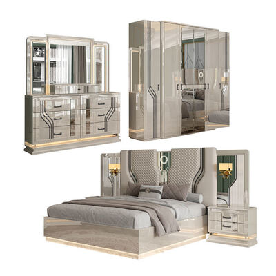 Habitación moderna de estilo turco con habitación para adultos con cama doble, suite para el hogar, almacenamiento, marco de madera, lujo, tamaño King, conjunto completo de muebles para dormitorios.