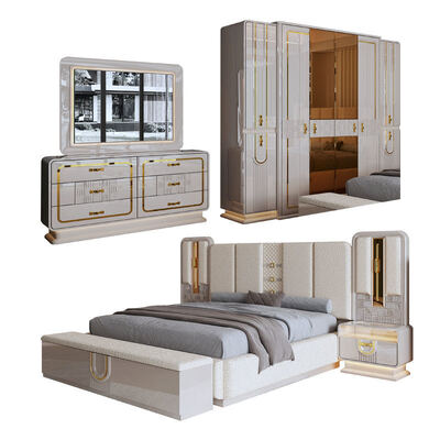 Modern Luxury Royal Complete Bedroom Sets Madera King Size Dormitorio Casa Habitación Doble Cuadro de Madera Muebles de Dormitorio