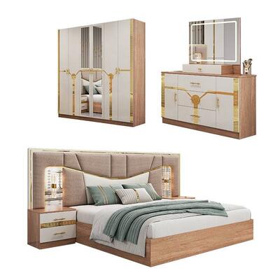 Muebles de habitación modernos de tamaño king cama marco de madera hogar de lujo completo muebles turcos conjuntos de habitación