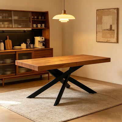Muebles de comedor de base metálica de mesa de comedor plegable de madera plegable simple