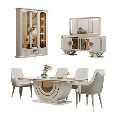 Luxury Royal Complete Dining Room Sets Furniture Home Restaurant Rectangle Wooden Modern Dining Table Set 6 Seater with Chairs