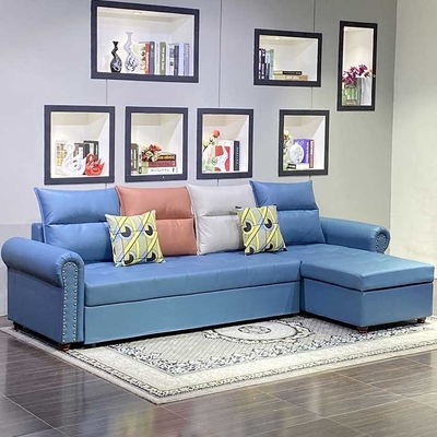 cubierta funcional seccional azul del 1.9m Sofa Bed With Chaise Fabric