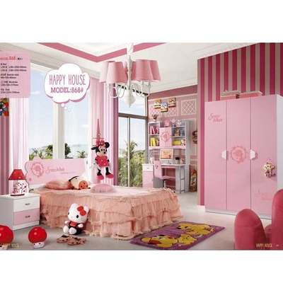 Princesa blanca rosada Kids Furniture 5pcs de los conjuntos de dormitorio de los niños de Cappellini