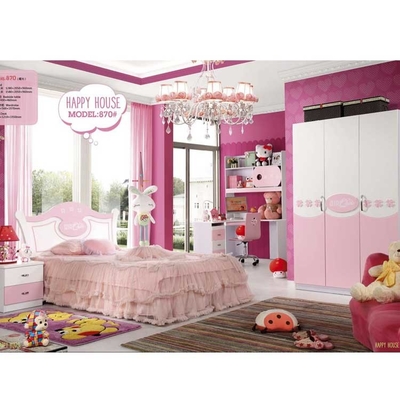 Pintura del lustre de Mickey Mouse Children Bedroom Sets del panel de madera rosado alta