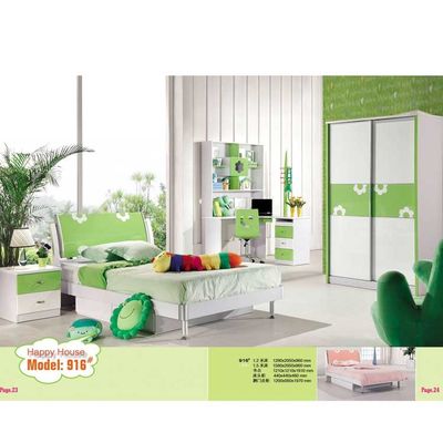 Sistema verde blanco Cabrini de los muebles de los conjuntos de dormitorio de los niños de la PU del OEM