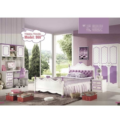 Los muebles de madera sólidos purpúreos claros del dormitorio de la PU del MDF fijan para las muchachas