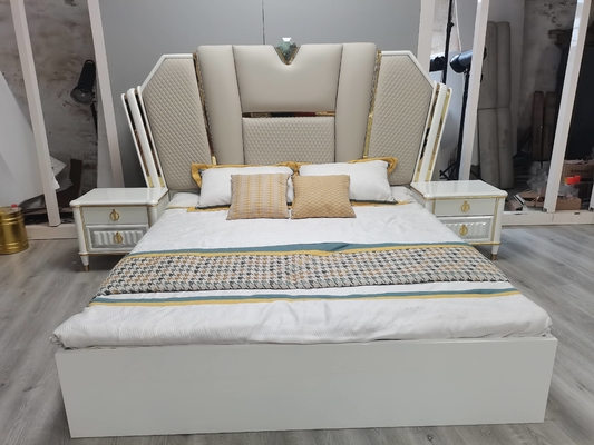 Sistema completo de los conjuntos de dormitorio del MDF de los muebles del guardarropa de la cama del lado del tocador de cristal de la tabla