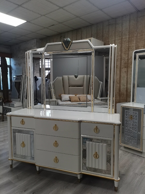 Sistema completo de los conjuntos de dormitorio del MDF de los muebles del guardarropa de la cama del lado del tocador de cristal de la tabla