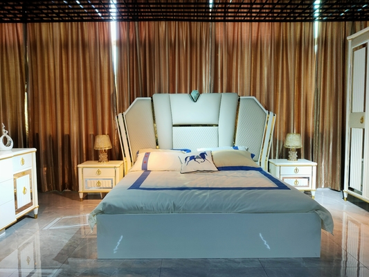 Sistema completo de los conjuntos de dormitorio del MDF de los muebles del guardarropa de la cama del lado del tocador de cristal de la tabla
