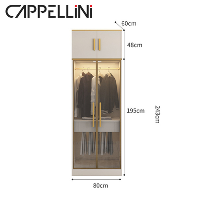 Guardarropa del almacenamiento de los muebles de los conjuntos de dormitorio de Multispace con la puerta con bisagras espejo