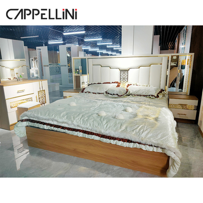 Material de cuero de la PU del MDF de rey Size del doble de madera moderna de lujo de cama gigante