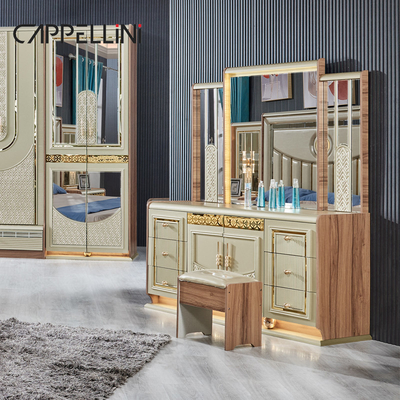 Lugo de lujo de madera de doble cuero King Size cama de madera hogar moderno conjunto completo de muebles de dormitorio