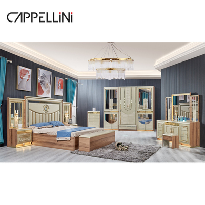 Lugo de lujo de madera de doble cuero King Size cama de madera hogar moderno conjunto completo de muebles de dormitorio