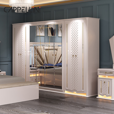 Diseño moderno Cuadro de madera Doble King Size Luxury Bed Set Casa Clásica Luxury Madera Mdf Completo conjunto de dormitorio Muebles