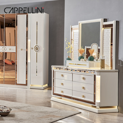 Luxo Real Moderno Marco de Madera Dormitorio doble King Size Cabeza de cuero Casa clásica Reina Muebles de madera de dormitorio completo