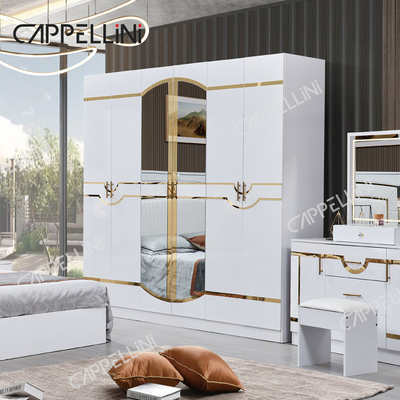 Luxo de madera blanca doble de cuero King Size cama casa master room moderno marco de madera conjunto de muebles de dormitorio completo
