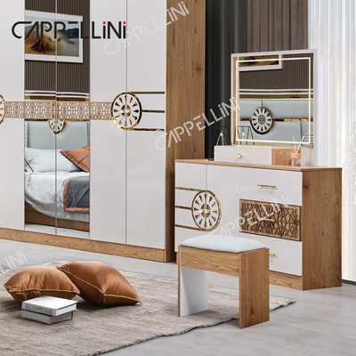 Cama moderna de tamaño king armario turco vestidores 6 cajones hogar lujo conjunto de muebles de cama de madera real