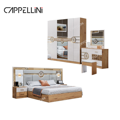 Cama moderna de tamaño king armario turco vestidores 6 cajones hogar lujo conjunto de muebles de cama de madera real