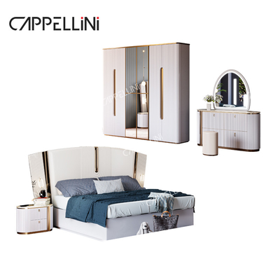 Villa moderna de madera blanca de tamaño King Bedroom Set Casa Doble Queen Luxury Madera Muebles de dormitorio completo