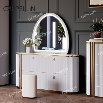Villa moderna de madera blanca de tamaño King Bedroom Set Casa Doble Queen Luxury Madera Muebles de dormitorio completo
