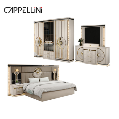 Modern Luxury Wood King Size Leather Bed Sets Doble Master Room Casa Reina Muebles de dormitorio de madera de tamaño completo