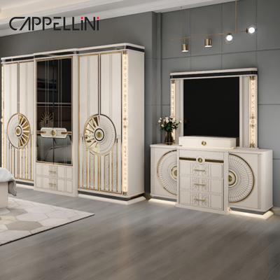 Modern Luxury Wood King Size Leather Bed Sets Doble Master Room Casa Reina Muebles de dormitorio de madera de tamaño completo