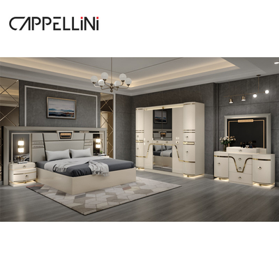 Conjunto de cama de cuero contemporáneo clásico King Size Doble Queen Royal Luxury Moderno De Madera Mdf Conjunto de habitación completa Muebles