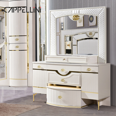 Casa Blanca de madera de cuero Queen Bed Set Villa Master Room Madera King Size Mdf Moderno de lujo conjunto de dormitorio completo Muebles