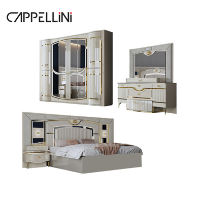Cama Real de Cuero Doble Moderno de Alta Calidad Mdf Marco de lujo Casa de madera de tamaño completo Muebles completos Set de dormitorio