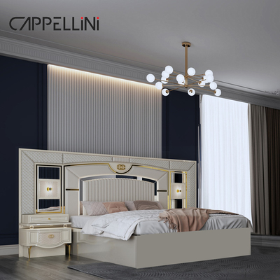 Cama Real de Cuero Doble Moderno de Alta Calidad Mdf Marco de lujo Casa de madera de tamaño completo Muebles completos Set de dormitorio