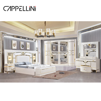 Casa Blanca de madera de cuero Queen Bed Set Villa Master Room Madera King Size Mdf Moderno de lujo conjunto de dormitorio completo Muebles