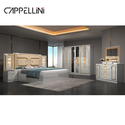 Casa habitación principal cama doble de cuero King Size al por mayor barata moderna de lujo de madera Mdf conjunto completo de muebles de dormitorio