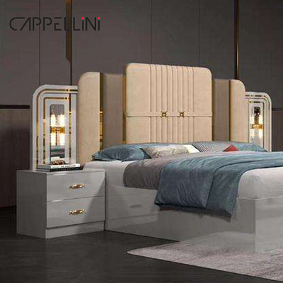 Barata Cabecera de cuero moderna cama de tamaño queen casa apartamento doble habitación maestra de madera completo king conjunto de muebles de dormitorio