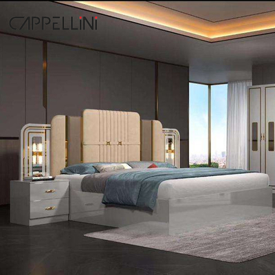 Barata Cabecera de cuero moderna cama de tamaño queen casa apartamento doble habitación maestra de madera completo king conjunto de muebles de dormitorio