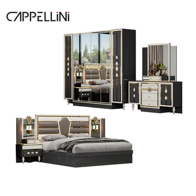 Madera moderna de doble cuero King Size Set de cama para el hogar Muebles modulares Madera Queen Full Luxury Bedroom Sets Muebles