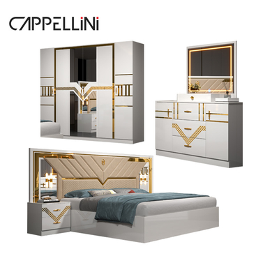 Foshan mayorista conjunto completo de tamaño de rey habitación de cama de cuero doble de madera casa barata reina moderna de lujo conjuntos de dormitorio muebles