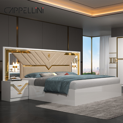 Foshan mayorista conjunto completo de tamaño de rey habitación de cama de cuero doble de madera casa barata reina moderna de lujo conjuntos de dormitorio muebles