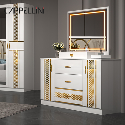 Venta al por mayor Precio barato Luxo Madera King Size Cama de cuero Doble Master Room Casa Luxo Completo Mdf Muebles de dormitorio