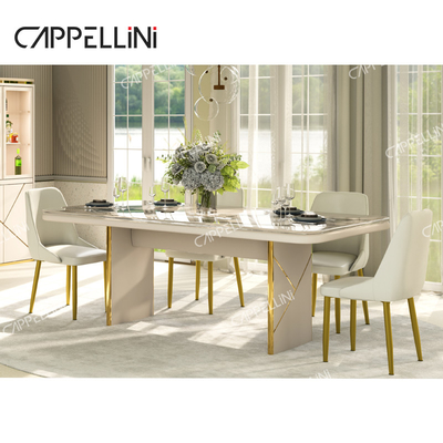 Diseño moderno Mesa de comedor 4 sillas Conjunto de 6 asientos Muebles para el hogar Sala de estar Luxo Mesa de comedor de pizarra de mármol