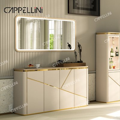 Luxo Moderno Deposito de madera Armarios de sala de estar Muebles para el hogar Comedor Buffet Armario de mesa de madera Con espejo