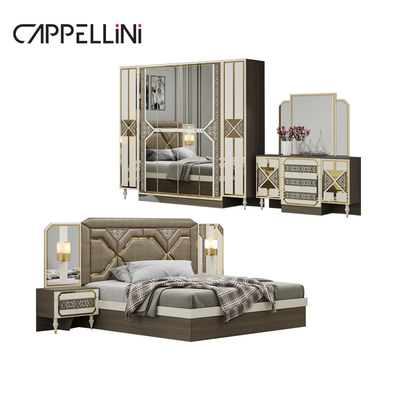 Cuadro de madera barata de tamaño doble cama de cuero de tamaño King Cuadro de cabeza de cuero Muebles de casa de lujo de madera Queen Set de dormitorio