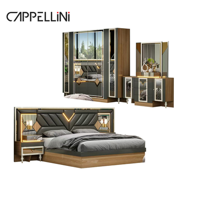 Cuadro de madera estadounidense de doble cuero King Size cama casa master suite de madera barata conjunto completo de muebles de dormitorio moderno