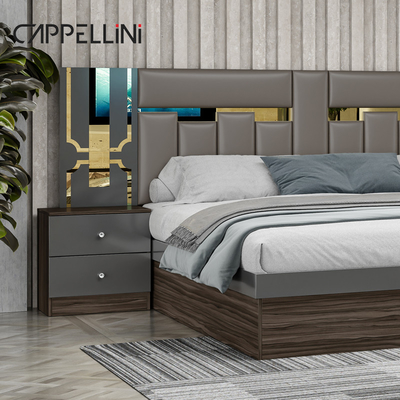 Foshan precio mayorista King Size Dormitorio de cuero de madera hogar moderno lujo barato conjunto completo de muebles de dormitorio Mdf